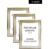 Özcanlar Çerçeve Boş Çerçeve Resim Çerçevesi Düğün Çerçevesi Çerçeve Gold Çerçeve Siyah Çerçeve Beyaz Çerçeve 3 Adet - Gümüş - 40 x 50