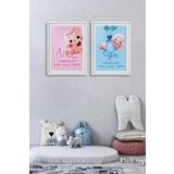 Ozcanlar Cerceve Çerçeveli Bebek Ve Çocuk Odası Tablo Seti Kız Ve Erkek Doğum Kutlama ÖZC-263-30X50