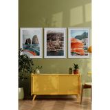 Özcanlar Çerçeve Çerçeveli Tablo Dekorasyon Ev Dekoru Modern Sanat Sahil Baskısı Italya Duvar Sanatı Plaj Tatil - Beyaz - 35 x 50