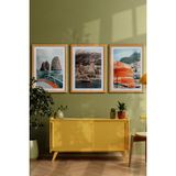 Özcanlar Çerçeve Çerçeveli Tablo Dekorasyon Ev Dekoru Modern Sanat Sahil Baskısı Italya Duvar Sanatı Plaj Tatil - Naturel - 35 x 50