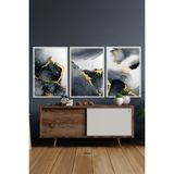 Özcanlar Çerçeve Çerçeveli Tablo Modern Sanatsal Dekorasyon Ev Dekoru Üçlü Çerçeve Abstract - Beyaz - 40 x 50