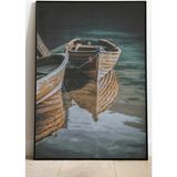 Özcanlar Çerçeve Çerçeveli Tablo Resim Çerçevesi Dekoratif Çerçeve Fotoğraf Çerçevesi Kayık Doğa Manzara - Siyah - 40 x 50