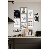 ÖZCANLAR ÇERÇEVE Çerçevesiz Cafe Mutfak Dekoratif Ahşap 10' Lu Mdf Kitchen Ve Eat Yazılı Tablo Seti ÖZC-MDF10S