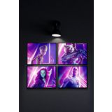 ÖZCANLAR ÇERÇEVE Çerçevesiz Çerçeve Görünümlü 4 Parça 30x40 Avangers Temalı Mdf Tablo Seti Yenilmezler Çoklu Baskı ÖZC-MDF4A