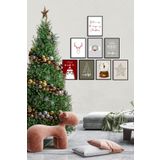 ÖZCANLAR ÇERÇEVE Çerçevesiz Çerçeve Görünümlü 8 Parça Yeniyıl Seti Yılbaşı Seti Mdf Tablo Seti Noel Set ÖZC-MDF8F