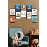 ÖZCANLAR ÇERÇEVE Çerçevesiz Çerçeve Görünümlü Bebek Odası Pano Sticker Bebek Mdf Tablo Seti Çocuklar ÖZC-MDF10G