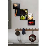 ÖZCANLAR ÇERÇEVE Çerçevesiz Çerçeve Görünümlü Mutfak Gastronomi Temalı 6 Parça Mdf Tablo Seti Çoklu Baskı Mdf Baskı ÖZC-MDF6D