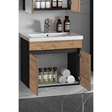 ÖZCEDEN 55 cm Antrasit Gri Mat-Atlantik Çam MDF Seramik Lavabolu Asma Banyo Alt Dolabı