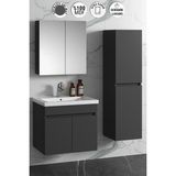 Özceden 65+35 cm Boy Dolaplı Banyo Dolabı Takımı %100 MDF Seramik Lavabolu Antrasit Gri Mat