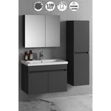 Özceden 80+35 cm Antrasit Gri Mat Banyo Dolabı Takımı %100 MDF Malzeme ile Modern Tasarım
