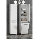 Özceden Banyo Boy Dolabı Beyaz MDF Ayaklı ve Sepetli Tasarım 35x167 cm