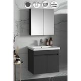 Özceden Çiğdem 55 cm Antrasit Gri Mat Mdf Seramik Lavabolu Asma Banyo Dolabı Takımı