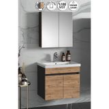 ÖZCEDEN Çiğdem 55 Cm Atlantik Çam-antrasit Gri Mat Mdf Seramik Lavabolu Asma Banyo Dolabı Takımı