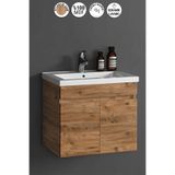 ÖZCEDEN Çiğdem 55 Cm Atlantik Çam MDF Seramik Lavabolu Asma Banyo Alt Dolabı