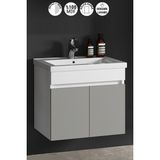 Özceden Çiğdem 55 cm Beyaz-Inox Balon Mdf Seramik Lavabolu Asma Banyo Alt Dolabı - Beyaz - Inox