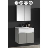 Özceden Çiğdem 55 cm Beyaz-Inox Balon Mdf Seramik Lavabolu Asma Banyo Dolabı Takımı - Beyaz - Inox