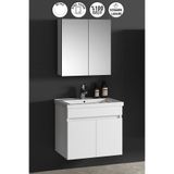 Özceden Çiğdem 55 cm Beyaz Mdf Seramik Lavabolu Asma Banyo Dolabı Takımı