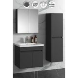 Özceden Çiğdem 55+35 cm Antrasit Gri Mat Mdf Seramik Lavabolu Asma Banyo Dolabı Takımı