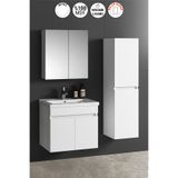 Özceden Çiğdem 55+35 cm Beyaz Balon Mdf Seramik Lavabolu Asma Banyo Dolabı Takımı