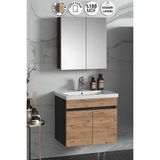 Özceden Çiğdem 65 cm Antrasit Gri Mat-Atlantik Çam Mdf Seramik Lavabolu Asma Banyo Dolabı Takımı - Atlantik Çam - Beyaz