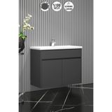 Özceden Çiğdem 65 cm Antrasit Gri Mat Mdf Seramik Lavabolu Asma Banyo Alt Dolabı