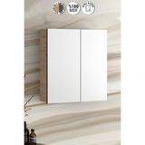 Özceden Çiğdem 65 cm Atlantik Çam-Antrasit Gri Mat Mdf Aynalı Asma Banyo Üst Dolabı