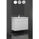 Özceden Çiğdem 65 cm Beyaz Mdf Seramik Lavabolu Asma Banyo Alt Dolabı