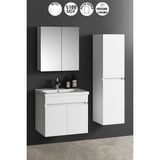 Özceden Çiğdem 65+35 cm Beyaz Balon Mdf Seramik Lavabolu Asma Banyo Dolabı Takımı