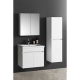 ÖZCEDEN Çiğdem 65+35 cm Beyaz Balon MDF Seramik Lavabolu Sepetli Asma Banyo Dolabı Takımı