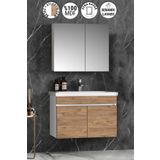 ÖZCEDEN Çiğdem 80 cm Beyaz-Atlantik Çam MDF Seramik Lavabolu Asma Banyo Dolabı Takımı