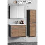 Özceden Çiğdem 80+35 cm Antrasit Gri Mat-Atlantik Çam Mdf Seramik Lavabolu Asma Banyo Dolabı Takımı - Antrasit - Atlantik Çam