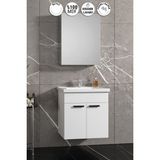 ÖZCEDEN Çiğdem Kulplu 55 cm Beyaz MDF Seramik Lavabolu Asma Banyo Dolabı Takımı