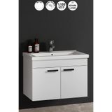 ÖZCEDEN Çiğdem Kulplu 80 cm Beyaz MDF Seramik Lavabolu Asma Banyo Alt Dolabı