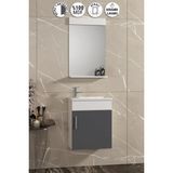 Özceden Lale 42X24 cm Beyaz-Antrasit Gri Mat Mdf Seramik Lavabolu Asma Banyo Dolabı Takımı - Beyaz - Antrasit - Gri