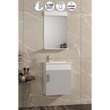 ÖZCEDEN Lale 42x24 cm Beyaz-Sis Gri MDF Seramik Lavabolu Asma Banyo Dolabı Takımı