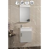 ÖZCEDEN Lale 42x24 cm Beyaz-Sis Gri MDF Seramik Lavabolu Asma Banyo Dolabı Takımı