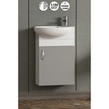 Özceden Lale 45 cm Beyaz-Sis Gri Mdf Seramik Lavabolu Asma Alt Banyo Dolabı - Beyaz - Sis Gri