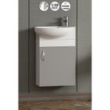 ÖZCEDEN Lale 45 cm Beyaz-Sis Gri MDF Seramik Lavabolu Asma Alt Banyo Dolabı