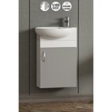 ÖZCEDEN Lale 45 cm Beyaz-Sis Gri MDF Seramik Lavabolu Asma Alt Banyo Dolabı