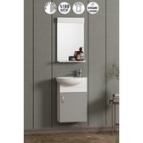 Özceden Lale 45 cm Beyaz-Sis Gri Mdf Seramik Lavabolu Asma Banyo Dolabı Takımı - Beyaz - Sis Gri