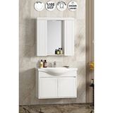 Özceden Lilyum 80 Cm Beyaz Mdf Pk-109 Balon Kapak Seramik Lavabolu Asma Banyo Dolabı Takımı
