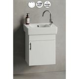 Özceden Modern Tasarımlı 50X25 cm Beyaz MDF Seramik Lavabolu Asma Banyo Alt Dolabı