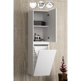 Özceden Parlak Beyaz Banyo Boy Dolabı 130 cm MDF Malzemeden Sepetli Tasarım Özellikli