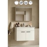Özceden Petunya 80 cm Beyaz Mdf Seramik Lavabolu Asma Banyo Dolabı Takımı