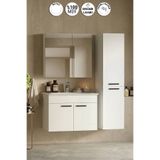 ÖZCEDEN Petunya 80+35 cm Beyaz MDF Seramik Lavabolu Asma Banyo Dolabı Takımı