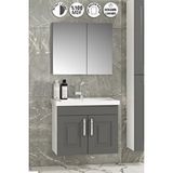 Özceden Salkım 65 Cm Beyaz-füme Balon Mdf Seramik Lavabolu Asma Banyo Dolabı Takımı Çok Renkli