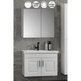 Özceden Salkım 80 cm Beyaz Balon Mdf Seramik Lavabolu Asma Banyo Dolabı Takımı
