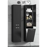 ÖZCEDEN Yeni Boy 35*167 cm Antrasit Gri Mat MDF Sepetli Asma Banyo Boy Dolabı
