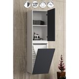 Özceden Yıldız 35*130 cm Beyaz-Füme Balon Mdf Asma Sepetli Banyo Boy Dolabı - Beyaz - Füme