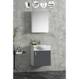 ÖZCEDEN Yıldız 45 cm Beyaz-Antrasit Gri Mat MDF Seramik Lavabolu Asma Banyo Alt Dolabı